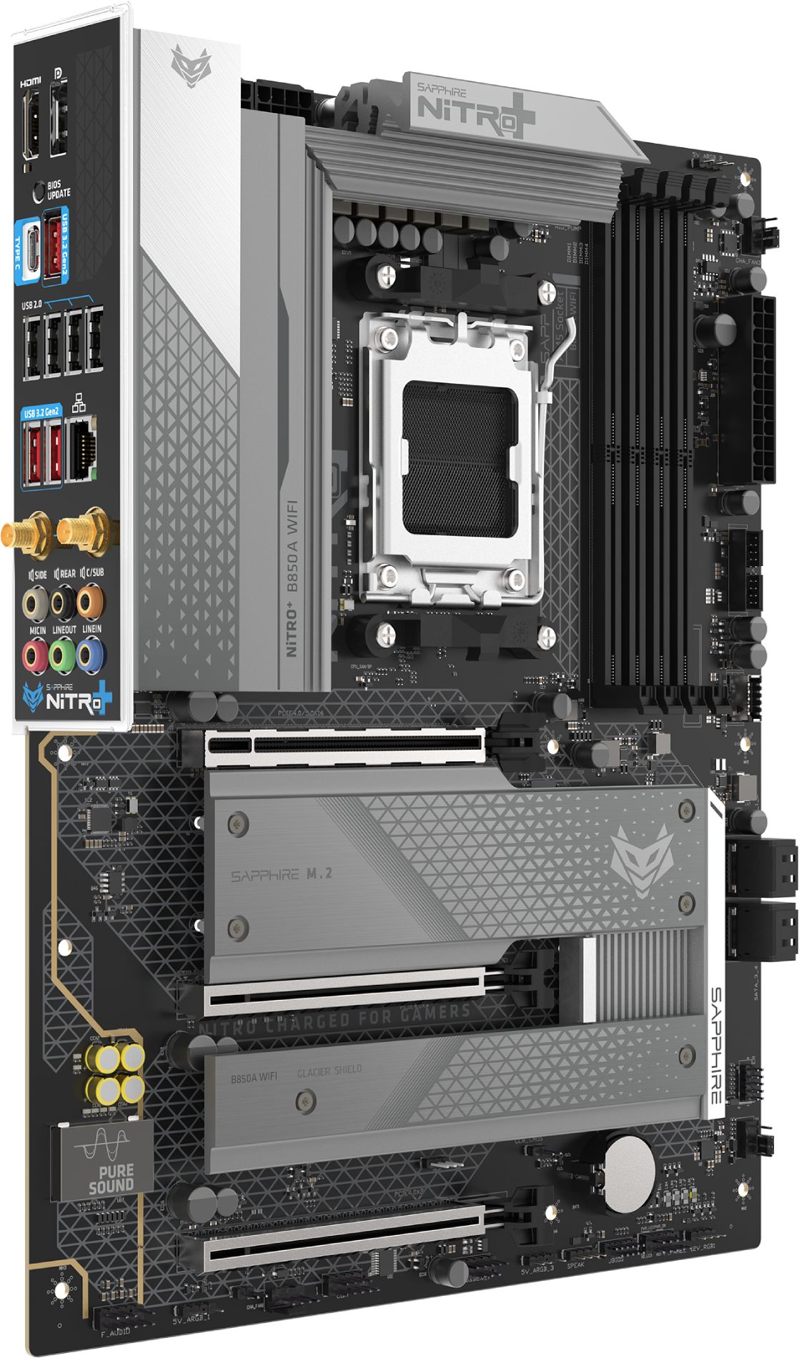 Дънна платка SAPPHIRE AMD B850 NITRO+ WiFi7 AM5 - 52123-03-40G