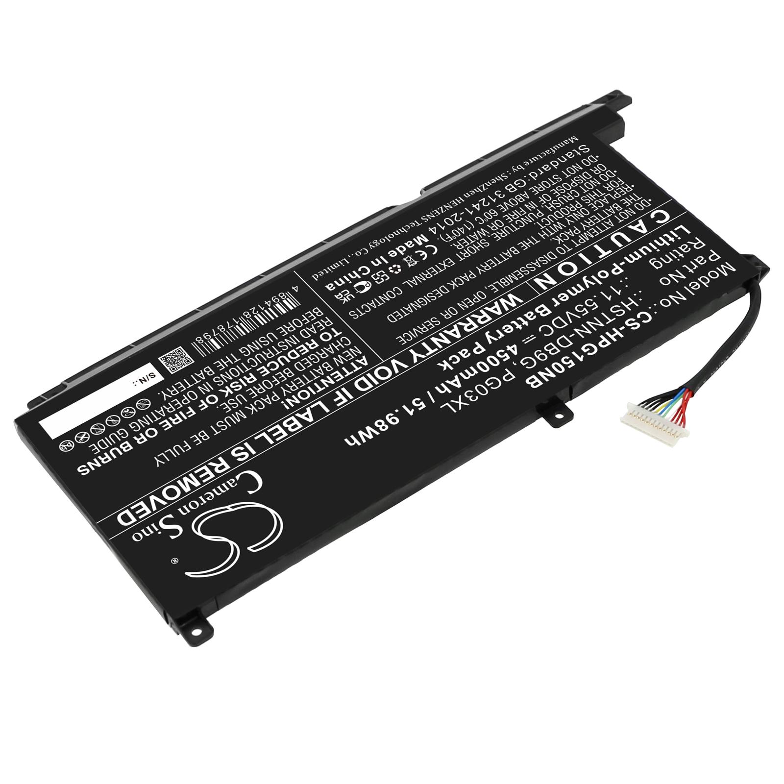 Batterie pour ordinateur portable HP GAMING PAVILION 15-DK0009NG, Pavilion Gaming 16-A0006NM, HSTNN-DB9G PG03XL LipO 11.55V 4500mAh CAMERON SINO