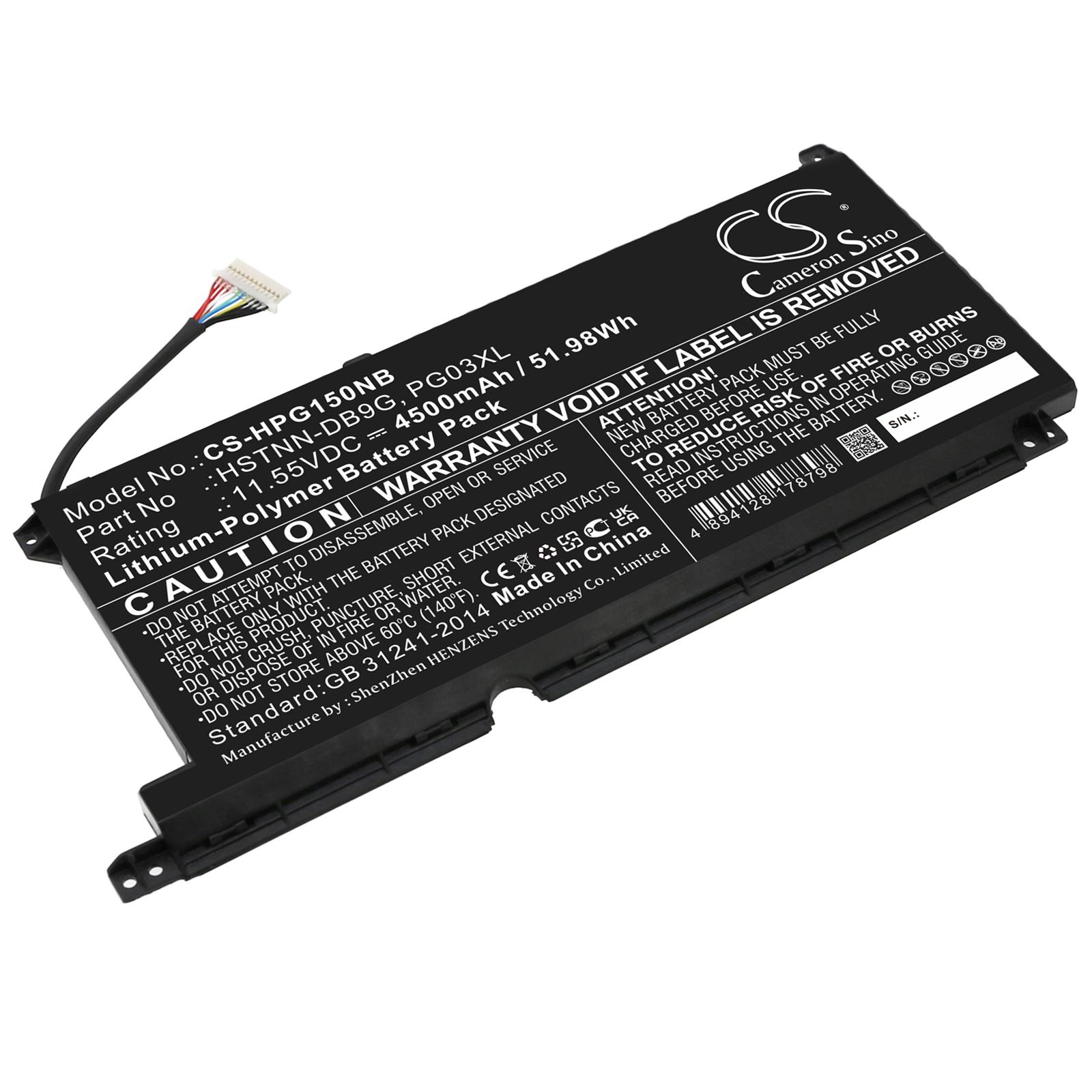 Batterie pour ordinateur portable HP GAMING PAVILION 15-DK0009NG, Pavilion Gaming 16-A0006NM, HSTNN-DB9G PG03XL LipO 11.55V 4500mAh CAMERON SINO