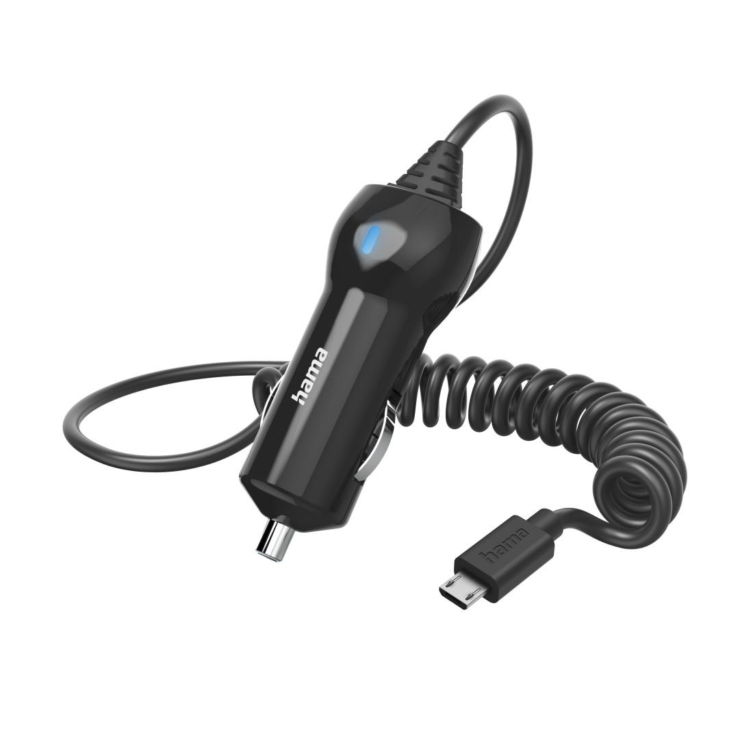 HAMA Зарядное устройство для автомобиля с Micro USB кабелем, 6 W, 1,0 m, черное