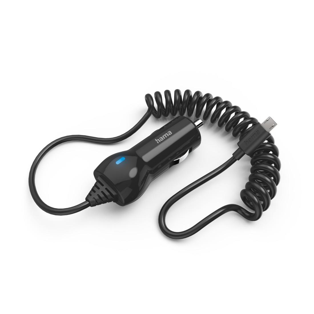 HAMA Зарядное устройство для автомобиля с Micro USB кабелем, 6 W, 1,0 m, черное