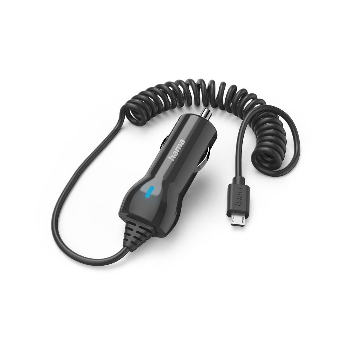 HAMA Зарядное устройство для автомобиля с Micro USB кабелем, 6 W, 1,0 m, черное