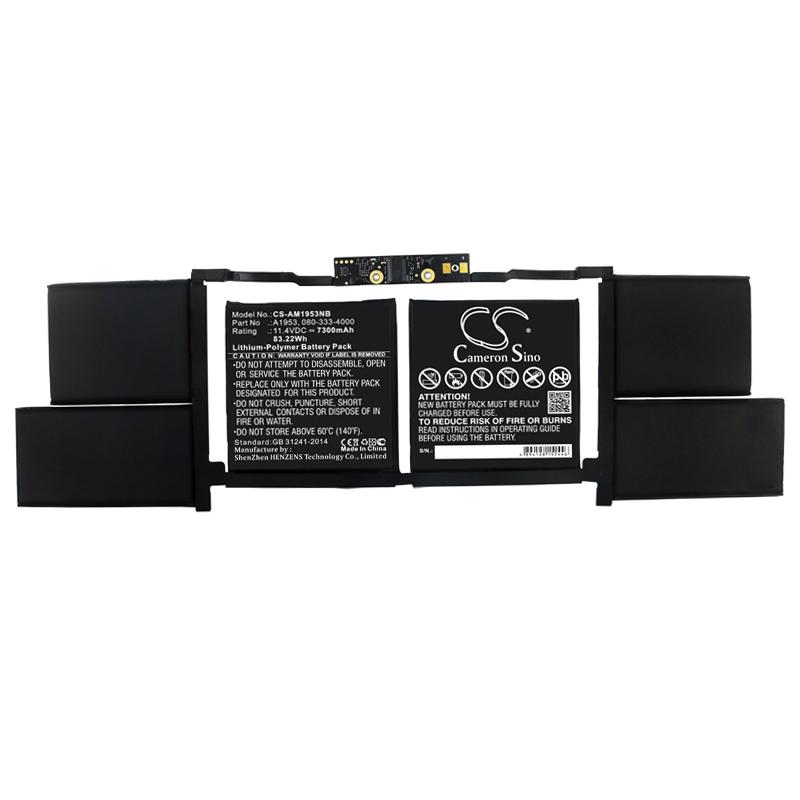 Batterie pour ordinateur portable Apple MacBook Pro 15 pouces TOUCH BAR A1990 2019 A1953 LiPo 11.4V 7300mAh CAMERON SINO
