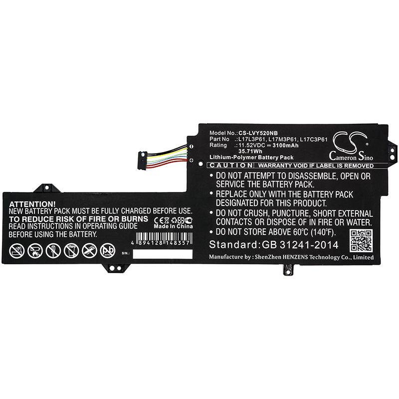 Аккумулятор для ноутбука LENOVO IdeaPad 320S-13IKB, V530s, Yoga 520 12, L17C3P61 LiPo 11.52V 3100 mAh CAMERON SINO