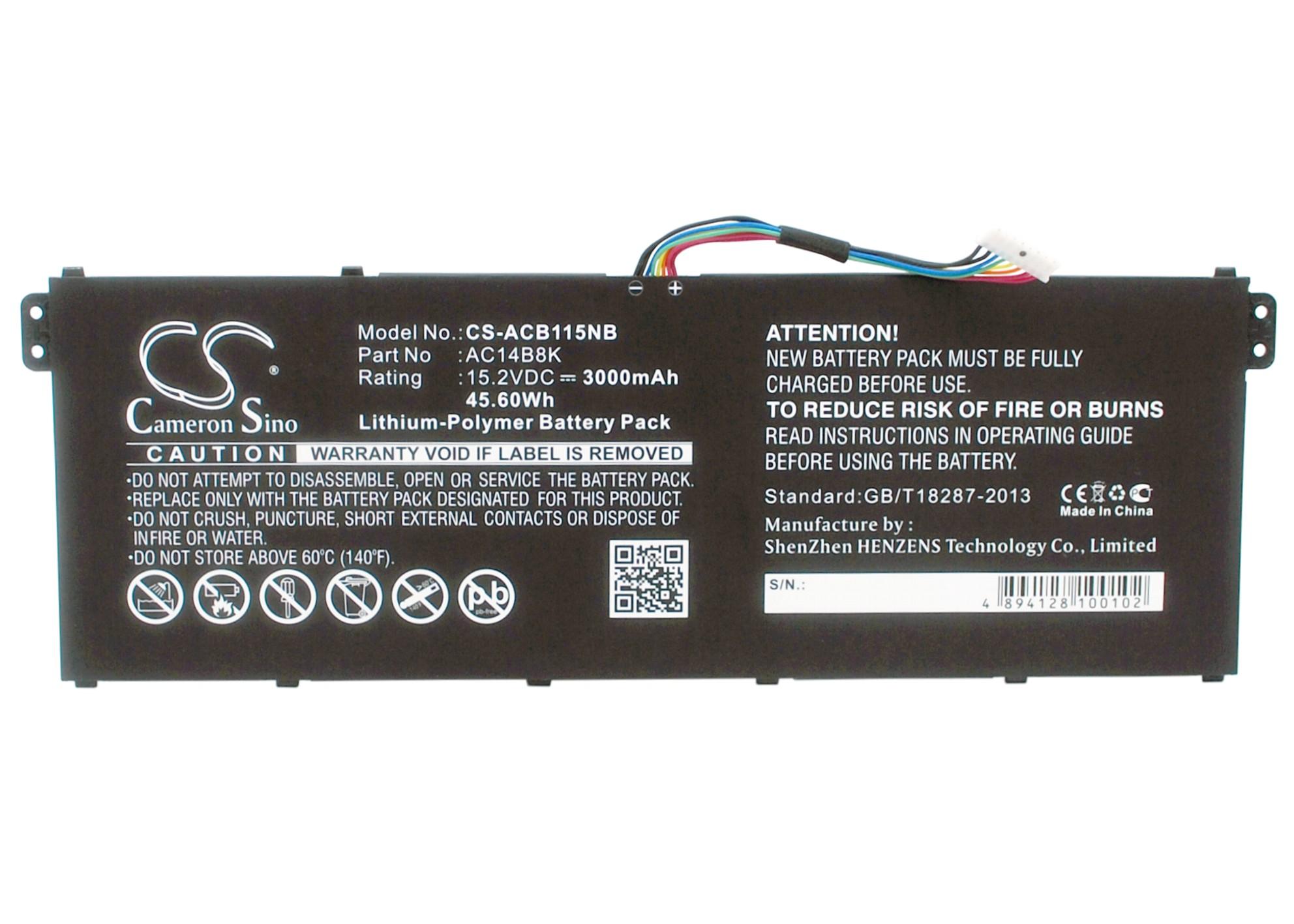 Батерия за лаптоп ACER Aspire 5 A514-52G-59ZN, Aspire 7 A717-71G-51MF, AC14A8K LiPo 15.2V 3000 mAh CAMERON SINO