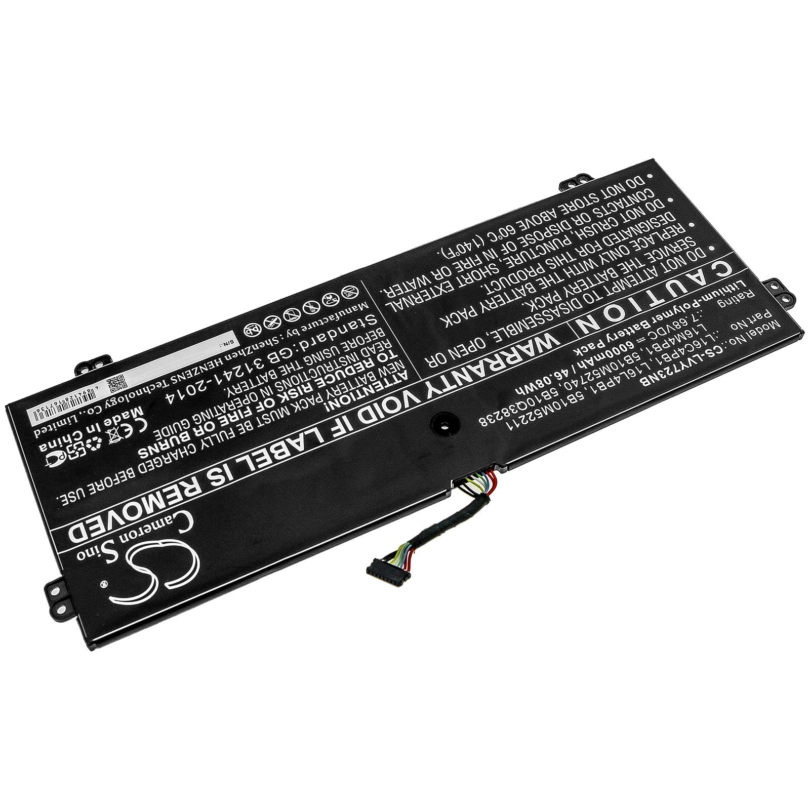 Batterie pour ordinateur portable LENOVO YG 720-13IKB 80X6006PAU, Yoga 720-13IKB 80X6001QGE, Yoga 730-13IKB, L16C4PB1 LiPo 7.68V 6000mAh CAMERON SINO