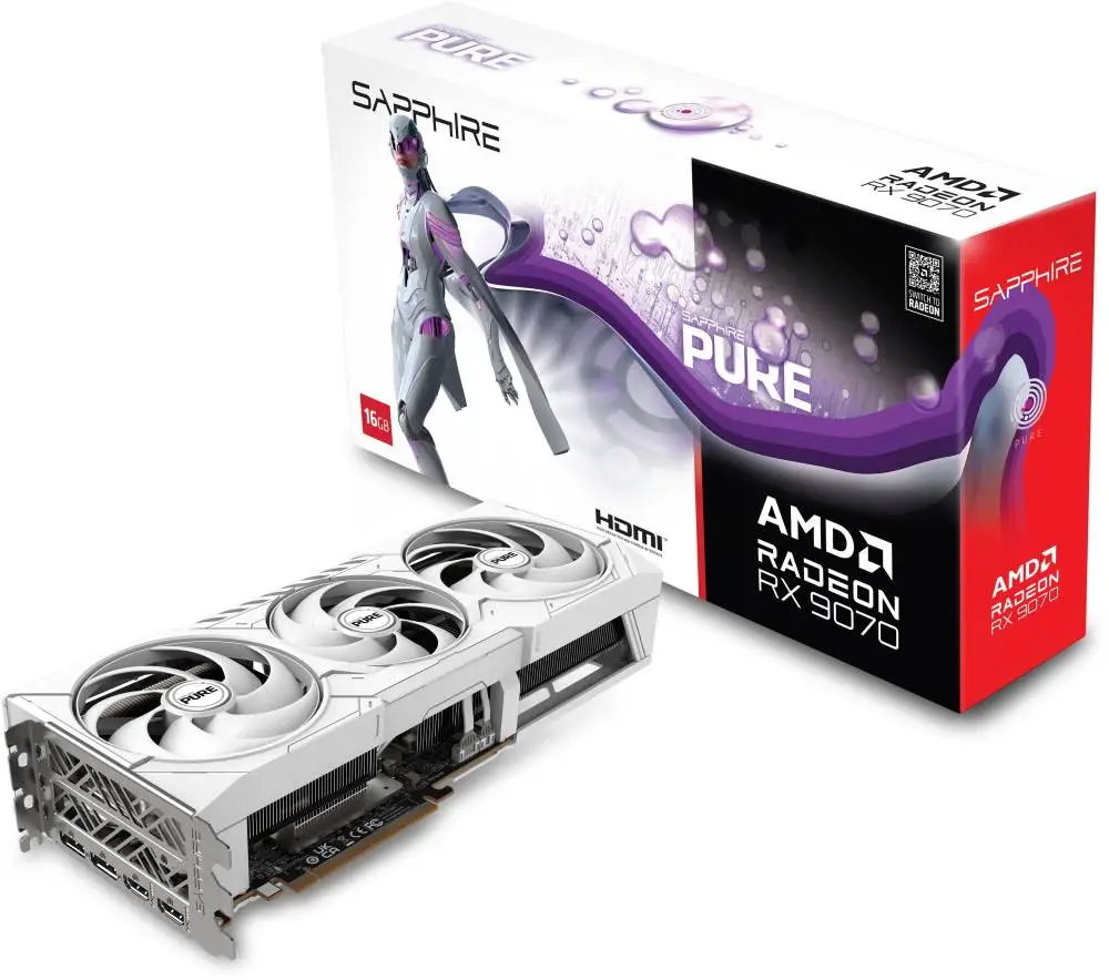 Видео карта Sapphire PURE AMD Radeon RX 9070 GAMING OC 16GB - 11349-02-20G