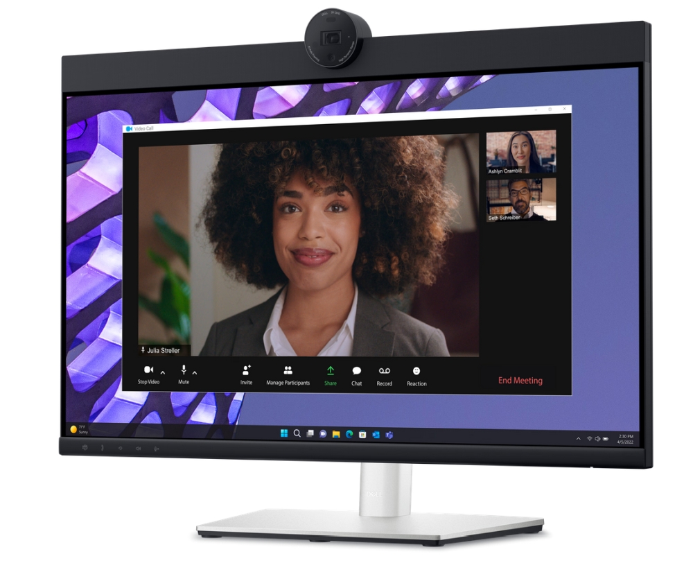 Монитор Dell P2424HEB, 23.8" Video Conferencing, IPS, FHD (1920x1080), 60Hz, 5ms, 99% sRGB, HDMI, DP, USB-C, USB 3.2 hub, RJ45, 1x 4MP RGB + IR 2K camera, 2x digital mic, 2x 5W speaker, Black