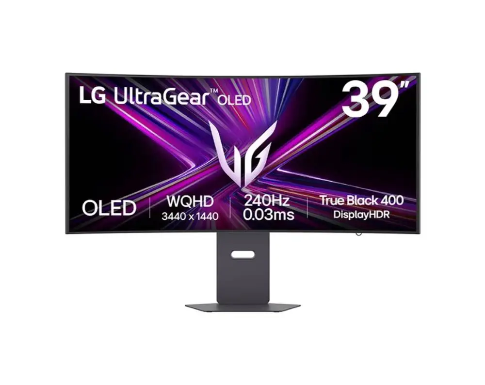 Монитор LG 39GX900A-B, 39", OLED UltraGear 21:9 Curved, WQHD (3440x1440), 240Hz, 0.03 ms, HDR 10, VRR, AMD FreeSync, G-Sync, USB-C, PD 65W, HDMI, DP, PBP, Speakers 7Wx2, Black