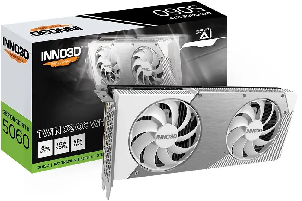 Placă video Inno3D GeForce RTX 5060 8GB GDDR7 Twin X2 OC White