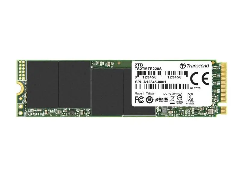 Диск SSD Transcend 2TB, M.2 2280, PCIe Gen3x4, M-Key, 3D TLC, with Dram - TS2TMTE220S