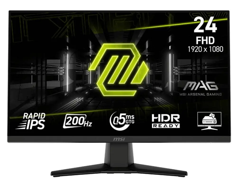 Монитор MSI MAG 242F, 23.8", Rapid IPS, FHD 1920x1080, 0.5ms, 200Hz 16:9, AMD FreeSync Premium, HDR Ready, DP(1.2a), HDMI 2.0b, Black