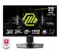Монитор MSI MAG 255PXF, 24.5", 0.5ms, 300Hz, Rapid IPS, 1920x1080 (FHD), 16:9, AMD FreeSync Premium, 90% DCI-P3, AG, HDR Ready, 2x2W, DP(1.2a), 2xHDMI 2.0b, Black, 