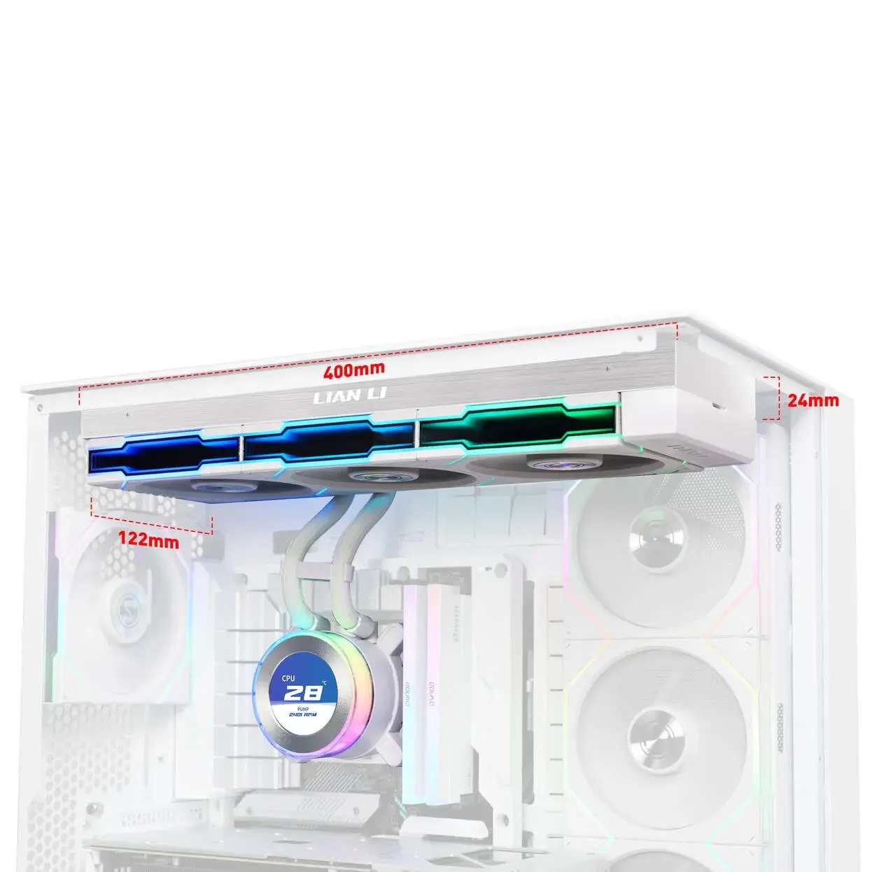 Охладител за процесор Lian Li HydroShift II LCD-C 360TL ARGB - Бял