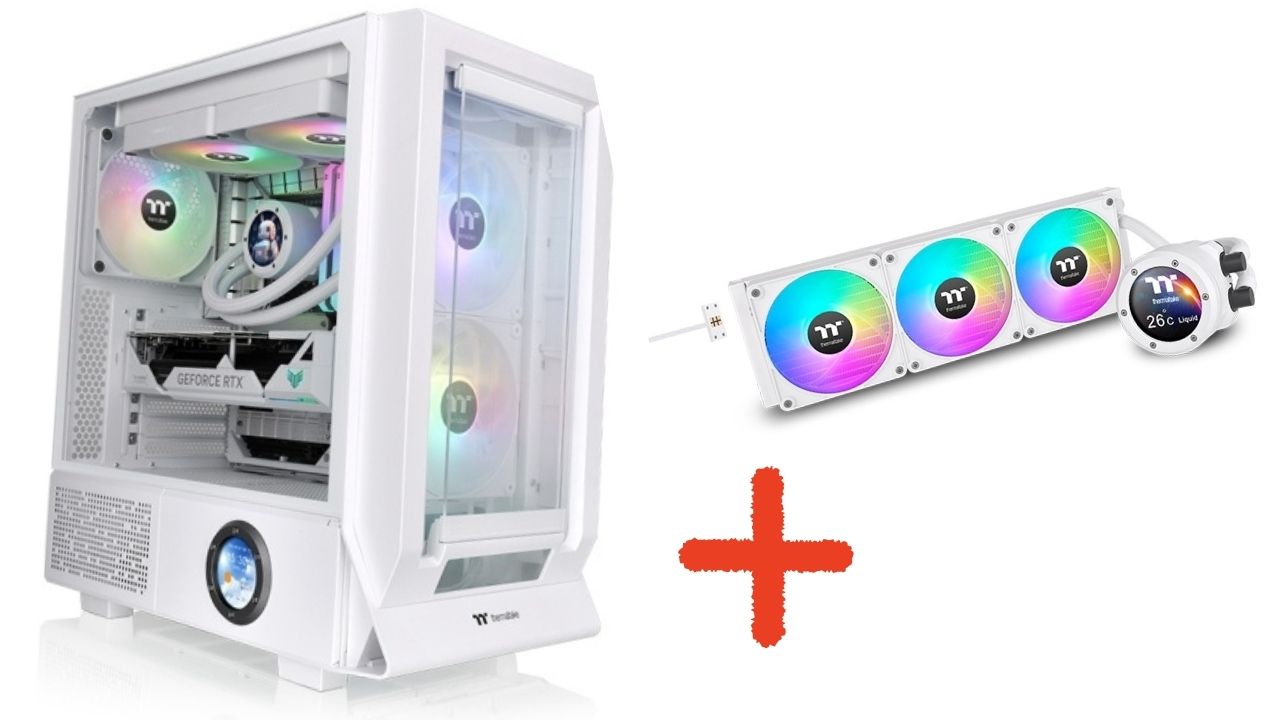 Комбо кутия и охладител Thermaltake Ceres 350 White + Thermaltake TH360 V2 Ultra EX ARGB Sync CPU Liquid Cooler Snow Edition