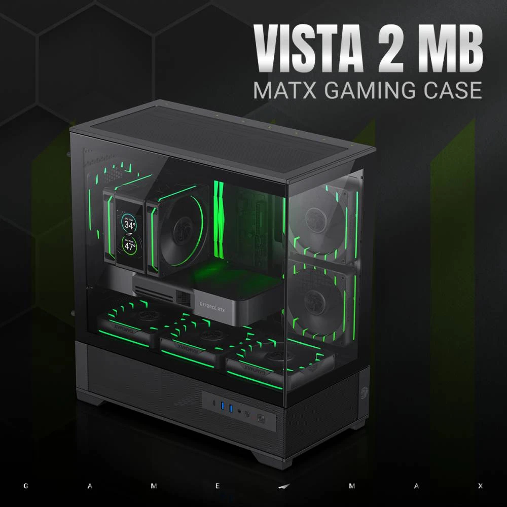Кутия Gamemax Vista 2 MB Case EATX 3 x 120 mm Addressable RGB