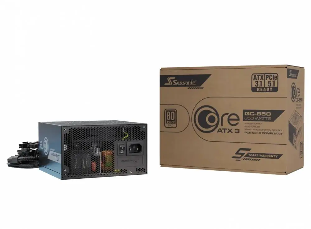 Захранване Seasonic CORE GC-850 PSU ATX 3.1 850W Gold, PCIe 5.1 - SRP-CGC851-A5A32SF