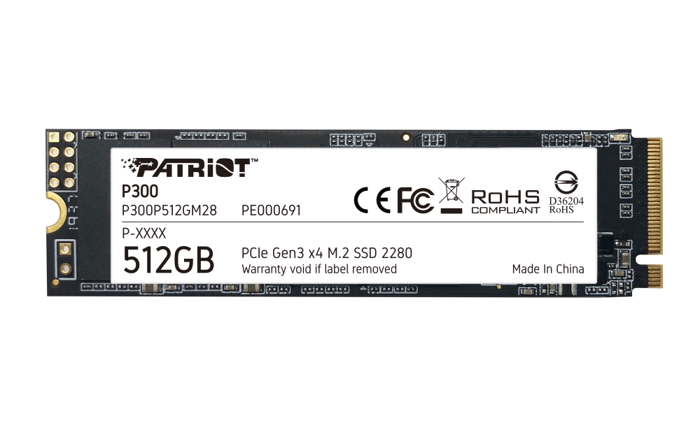Диск SSD Patriot P300 512GB M.2 2280 PCIe Gen3x4 - P300P512GM28