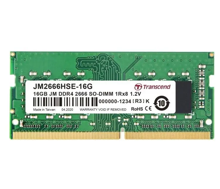Памет Transcend 16GB JM DDR4 2666Mhz SO-DIMM 1Rx8 2Gx8 CL19 1.2V - JM2666HSE-16G