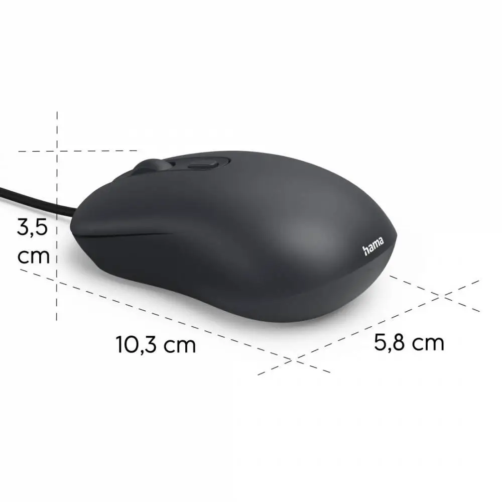 Оптична мишка HAMA CM-200, 4 бутонна, безшумна, с кабел, черна