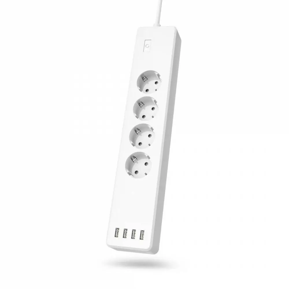 HAMA Смарт разклонител Wi-Fi  2.4Ghz, 4 гнезда, 4xUSB, 1.7 m, бял