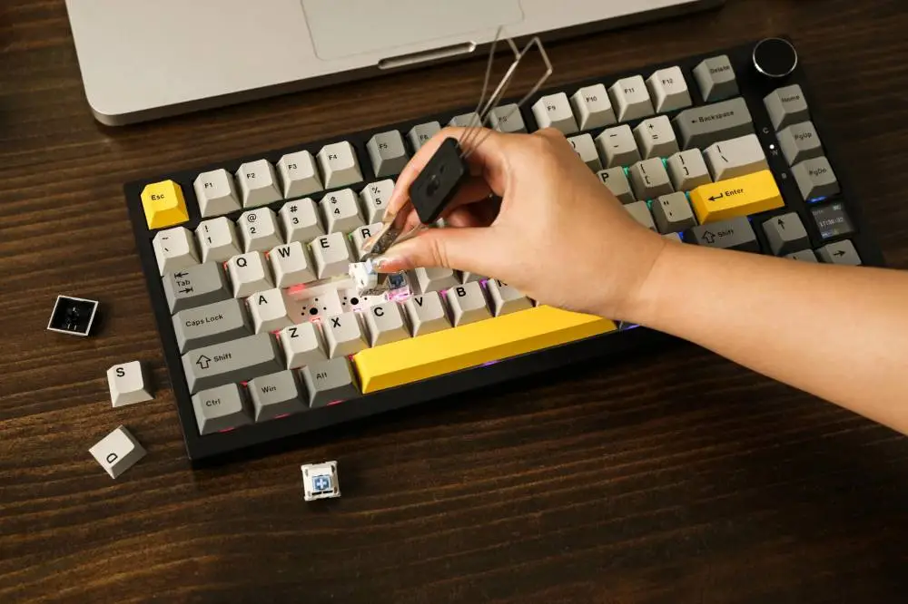 Ajazz геймърска механична клавиатура Wireless Gaming Mechanical Keyboard AK820 PRO - Gift Switch [Linear] (English US), Black, Gray