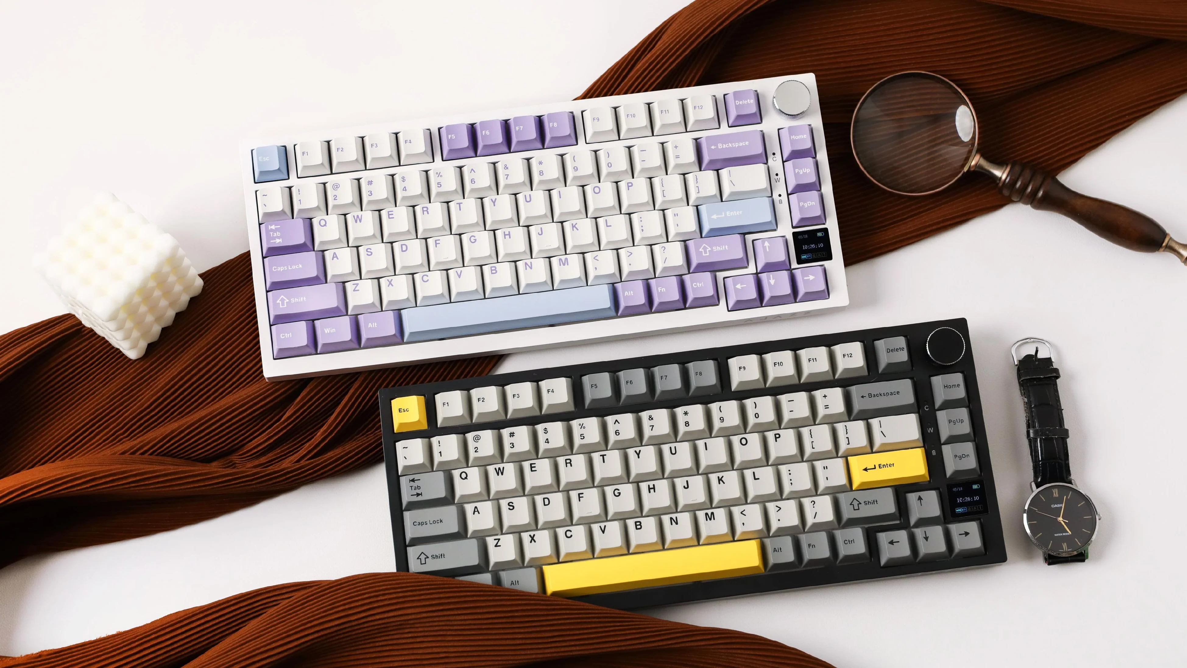 Ajazz геймърска механична клавиатура Wireless Gaming Mechanical Keyboard AK820 PRO - Flying Fish [Linear] (English US), Purple