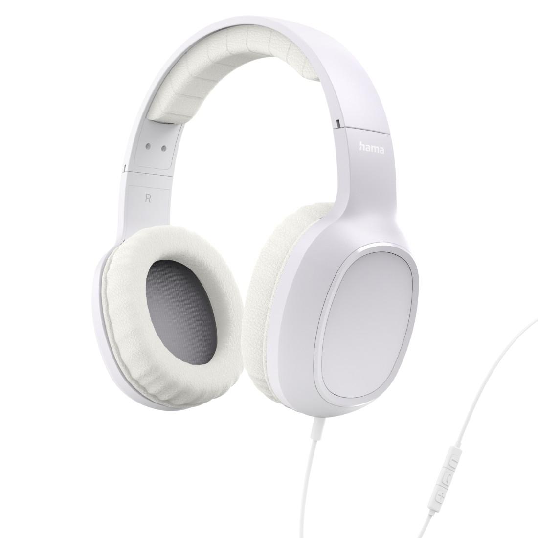 HAMA Слушалки с микрофон "Fun C", USB-C, водач за кабел от едната страна, бели