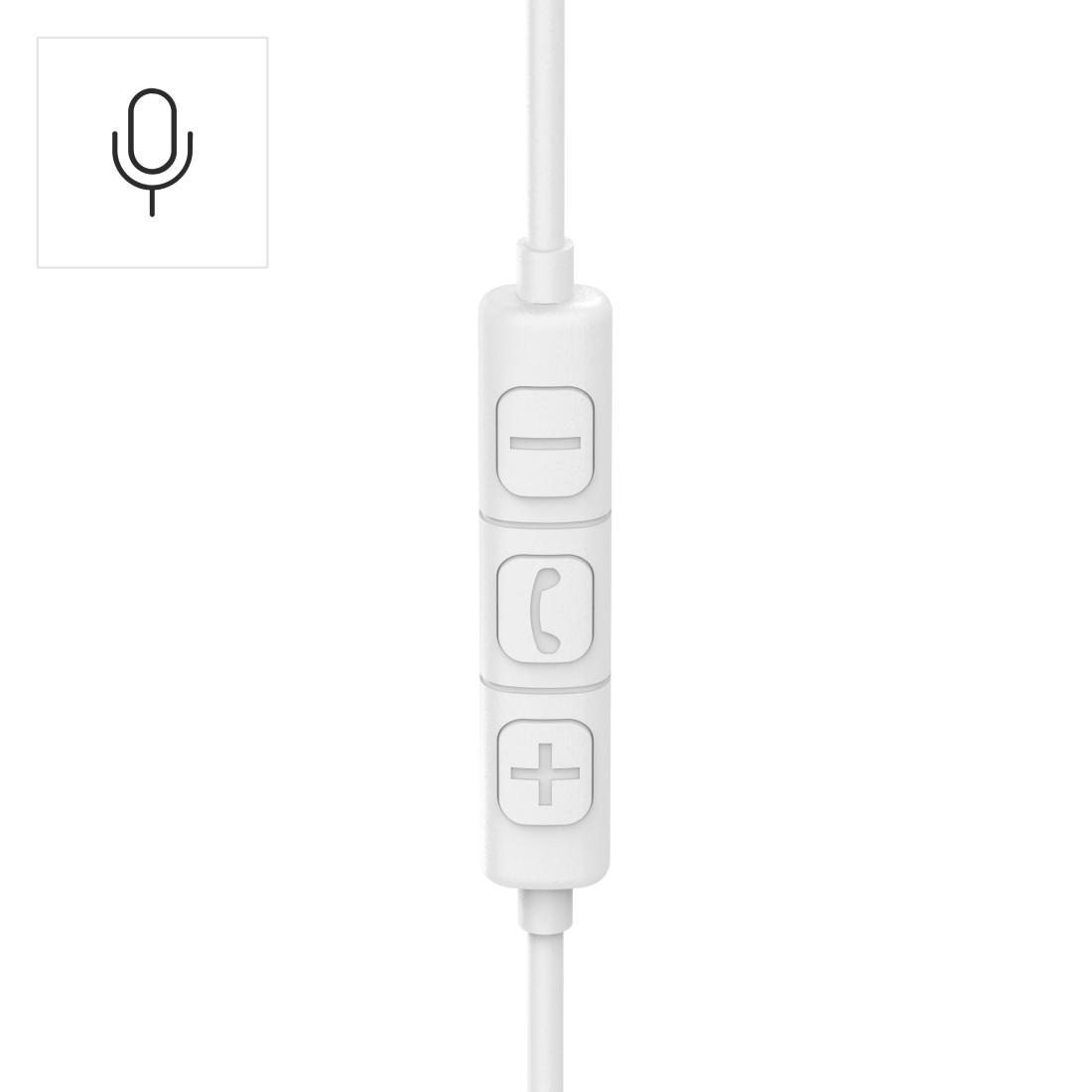 HAMA Слушалки с микрофон "Fun C", USB-C, водач за кабел от едната страна, бели