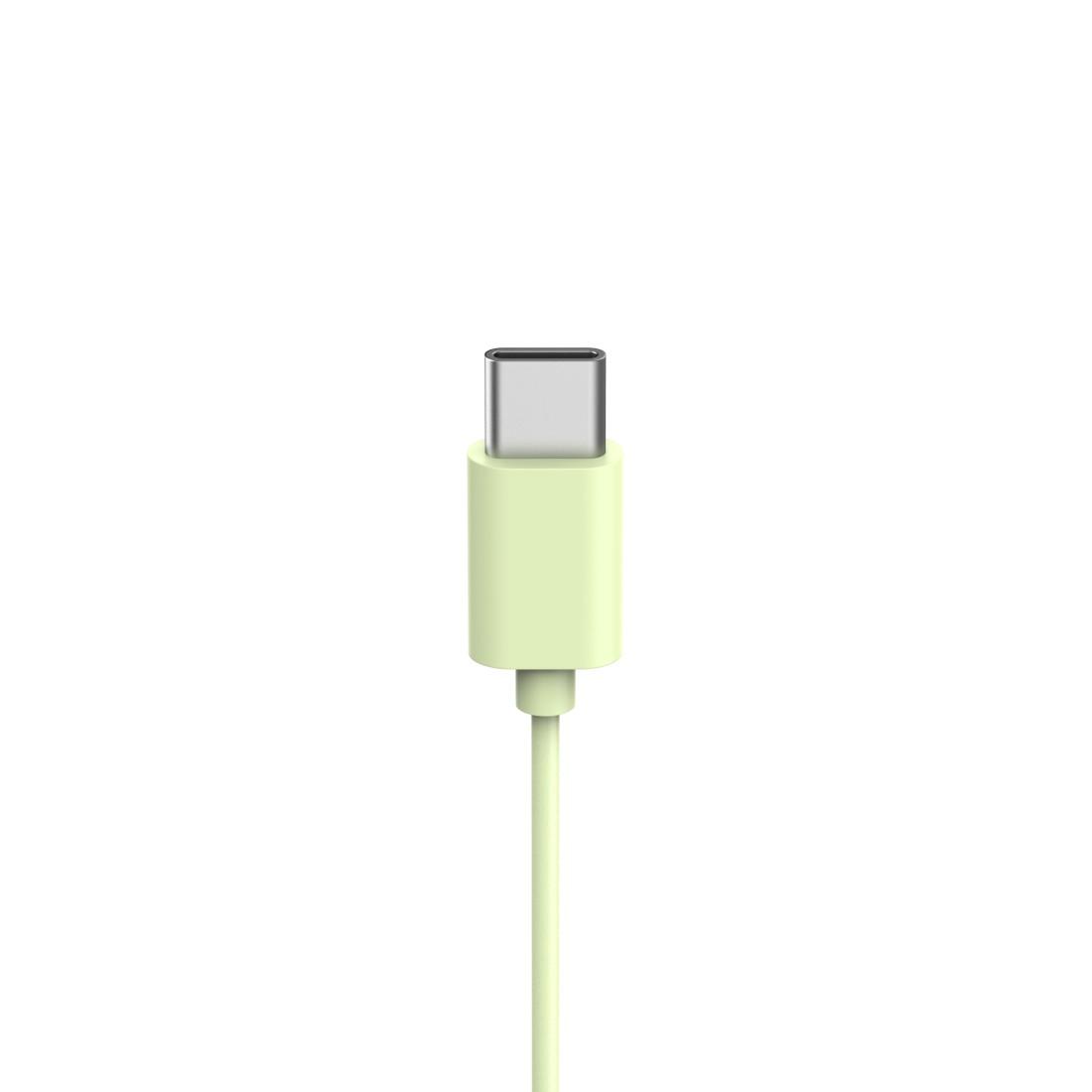 HAMA Слушалки с микрофон "Fun C", USB-C, водач за кабел от едната страна, зелени