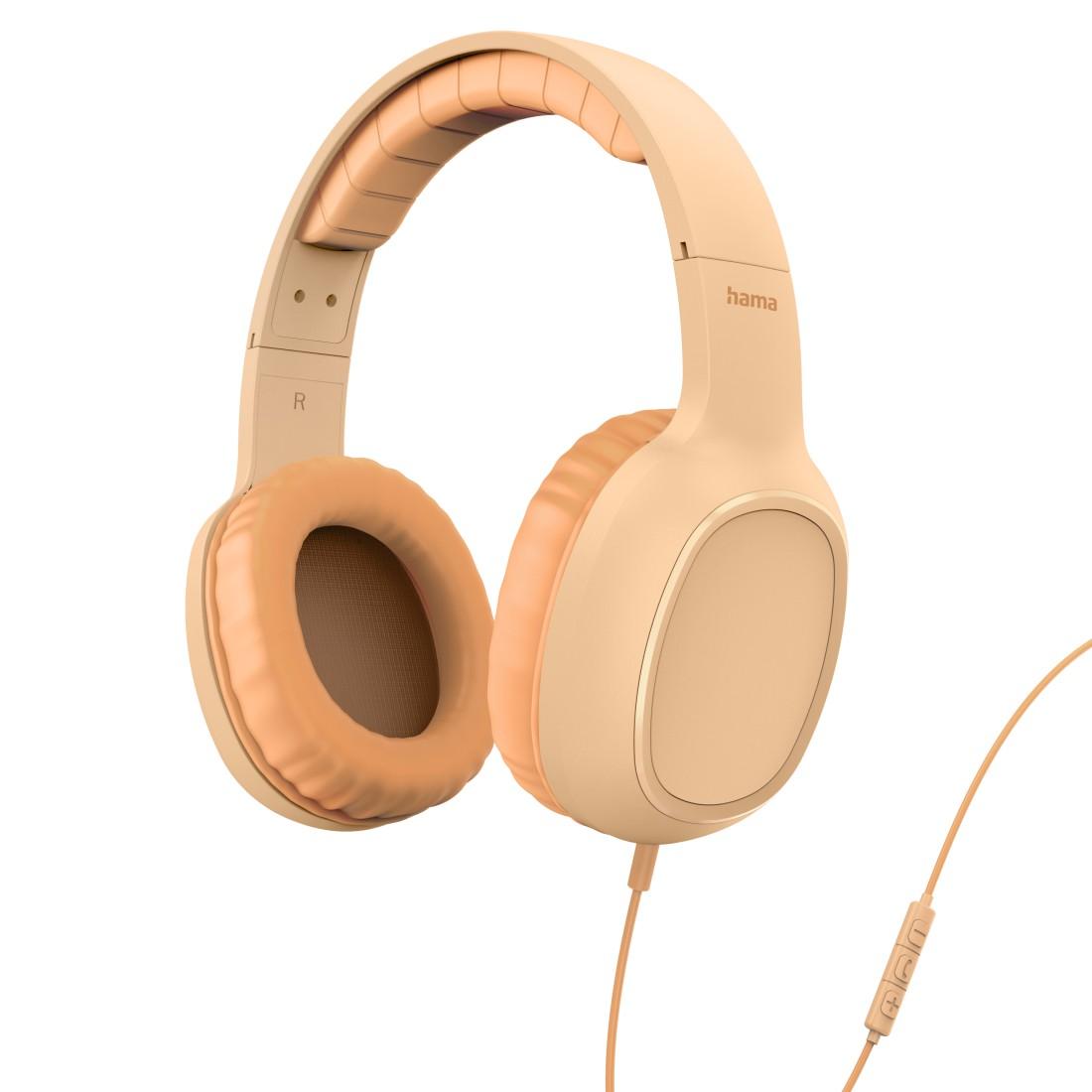 HAMA Headphones with microphone "Fun C", USB-C, cable guide on one side, Orange
