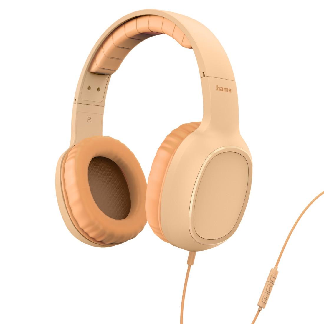 HAMA Headphones with microphone "Fun C", USB-C, cable guide on one side, Orange