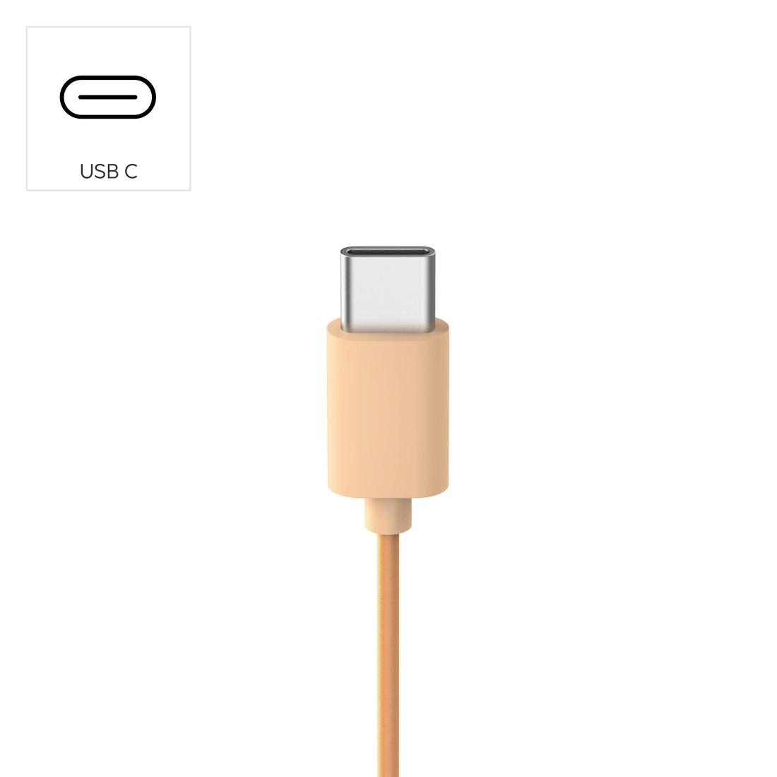 HAMA Headphones with microphone "Fun C", USB-C, cable guide on one side, Orange