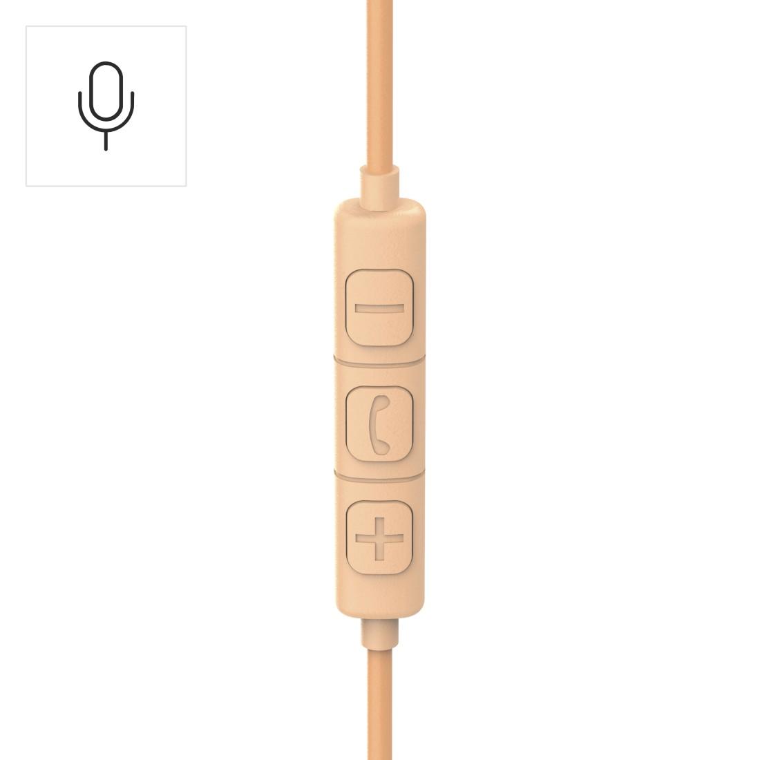 HAMA Headphones with microphone "Fun C", USB-C, cable guide on one side, Orange