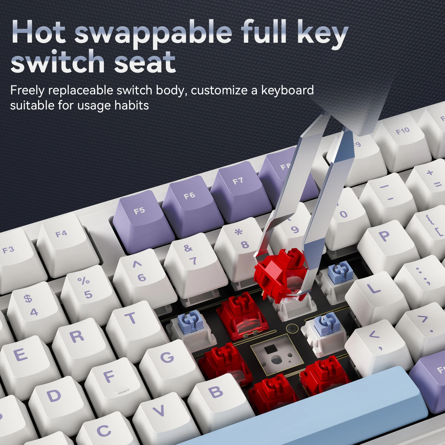 Ajazz геймърска механична клавиатура Wireless Gaming Mechanical Keyboard AK980 V2 - Gift Switch [Linear] (English US), Black, Gray