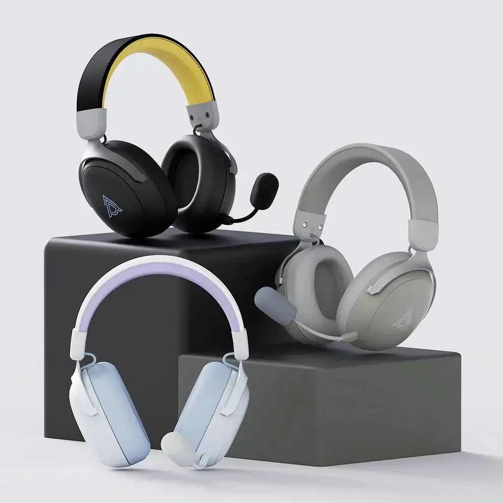 Ajazz безжични геймърски слушалки Wireless Gaming Headphones - AHM08 MAX Black, Gray, Yellow - Bluetooth , 2.4G
