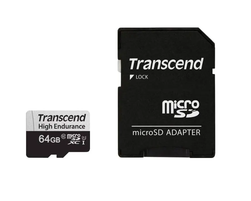 Памет Transcend 64GB micro SD w/ adapter U1, High Endurance - TS64GUSD350V