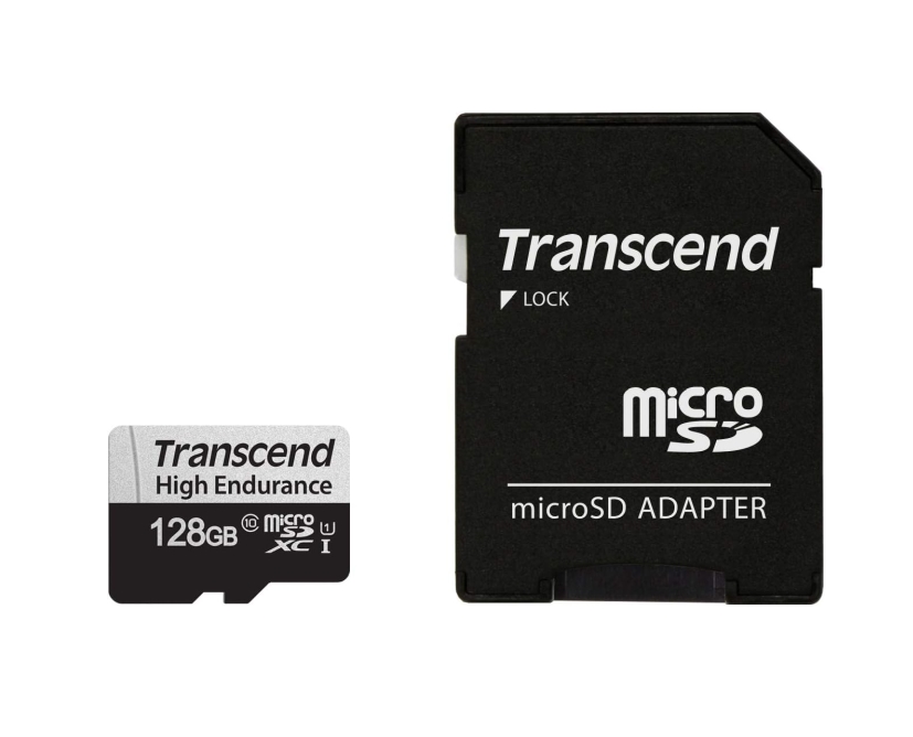 Μνήμη Transcend 128GB micro SD με αντάπτορα U1, Υψηλής Αντοχής - TS128GUSD350V