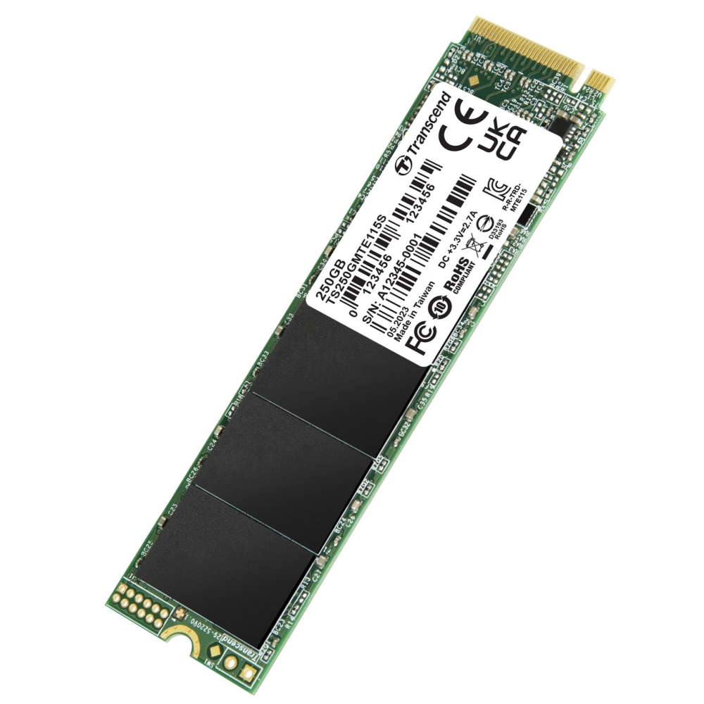 Диск SSD Transcend 250GB, M.2 2280, PCIe Gen3x4, NVMe, TLC, DRAM-less - TS250GMTE115S