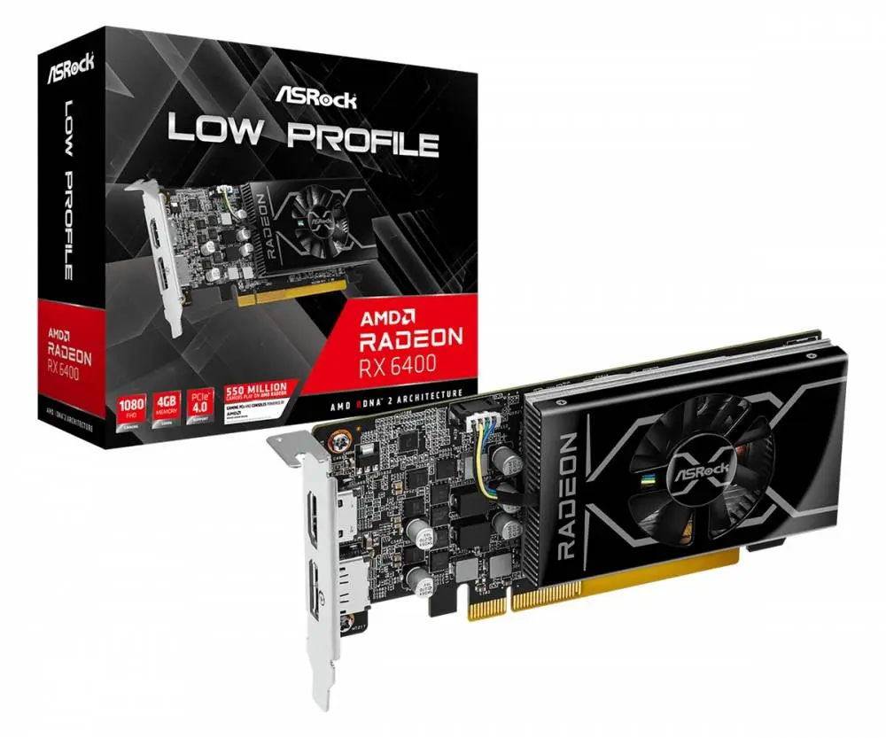 Видео карта Asrock AMD Radeon RX 6400 Low Profile 4GB