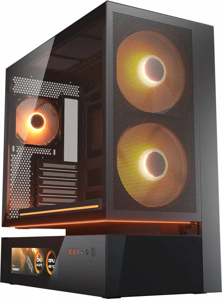 Кутия COUGAR CFV235 Mesh Vision Mid Tower Black Case, LCD Display - CGR-2DA4B-MV
