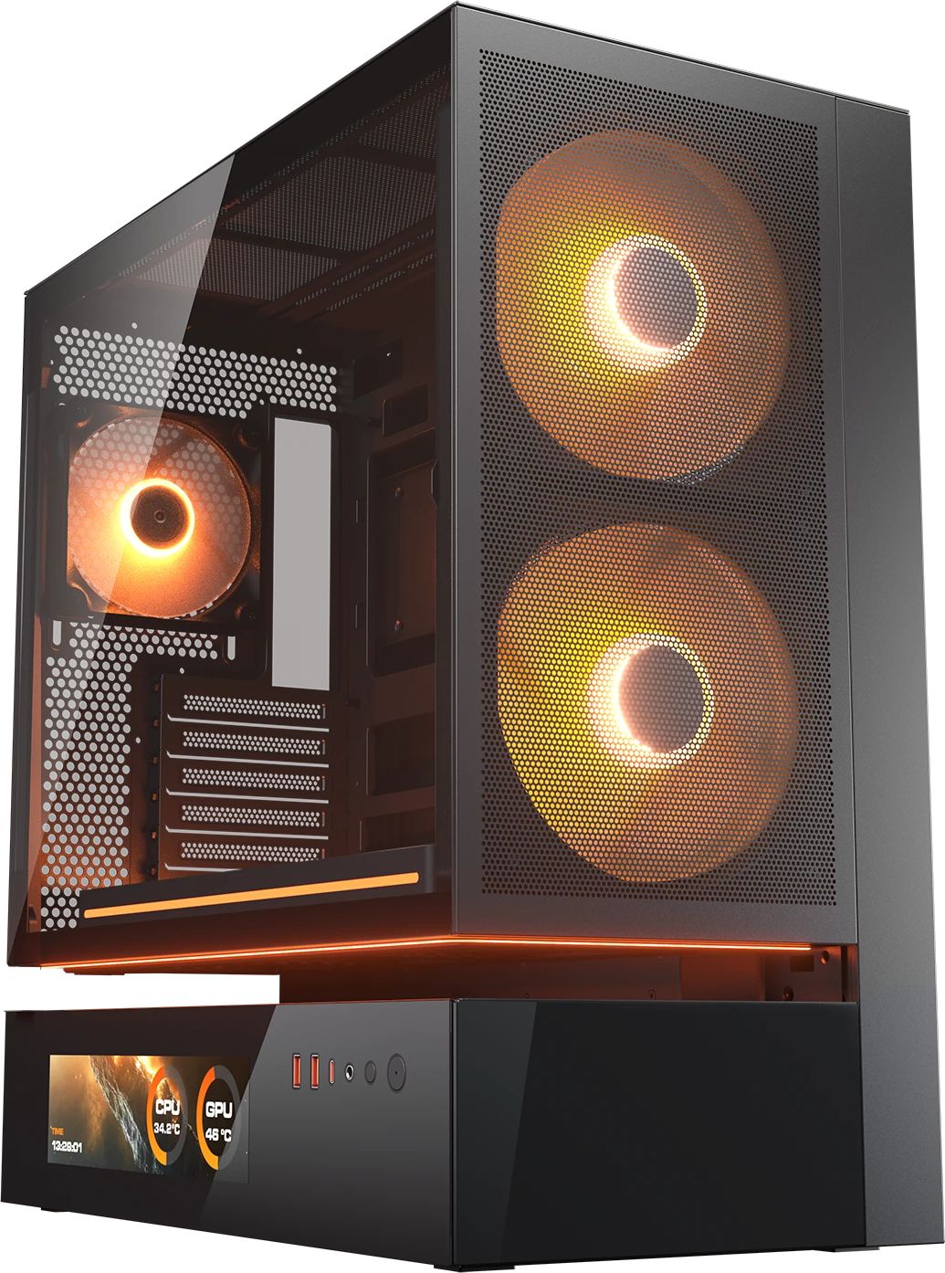 Кутия COUGAR CFV235 Mesh Vision Mid Tower Black Case, LCD Display - CGR-2DA4B-MV