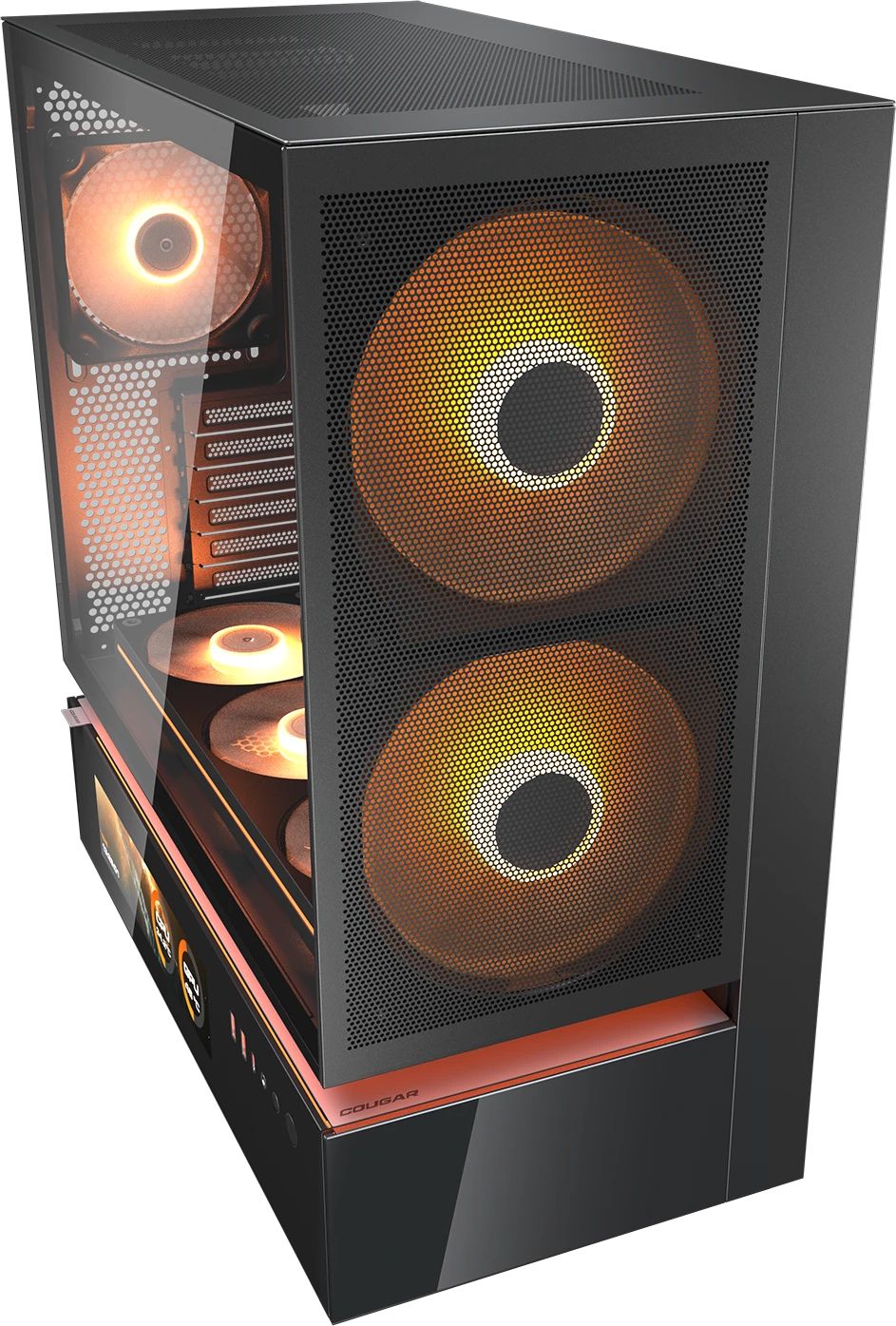 Кутия COUGAR CFV235 Mesh Vision Mid Tower Black Case, LCD Display - CGR-2DA4B-MV