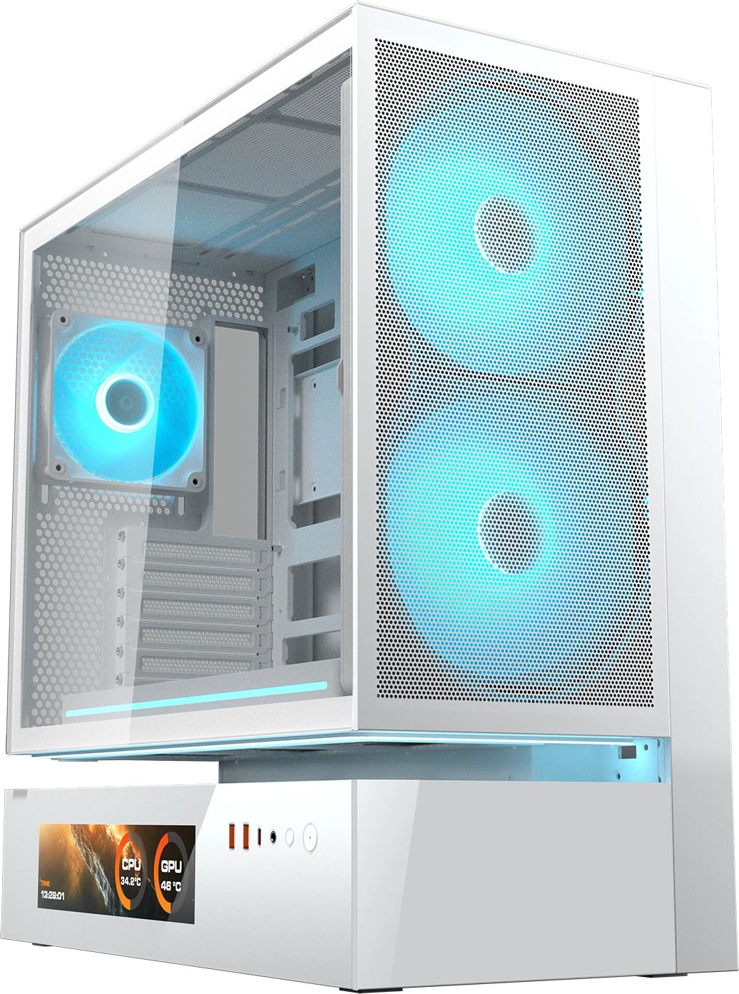 Кутия COUGAR CFV235 Mesh Vision Mid Tower Black Case, LCD DIsplay - CGR-2DA4W-MV