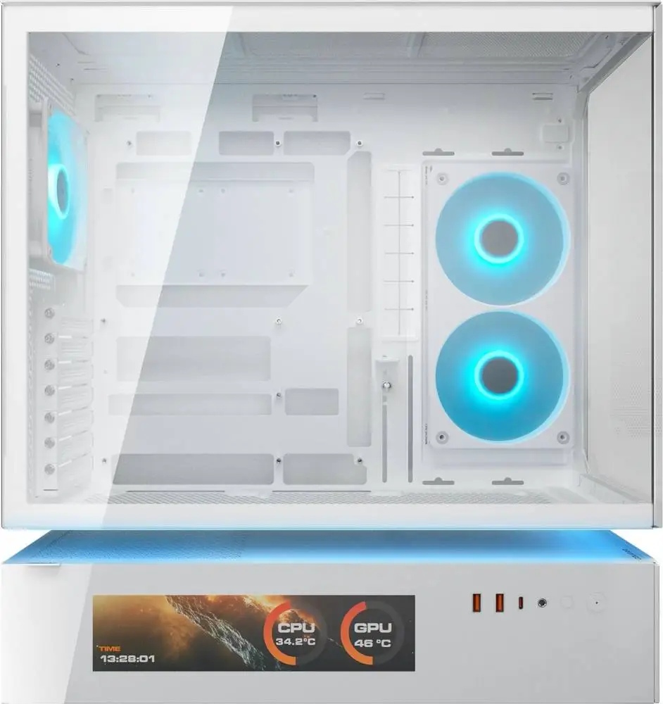 Кутия COUGAR CFV235 Vision Mid Tower White Case, LCD Display - CGR-2DA4W-V