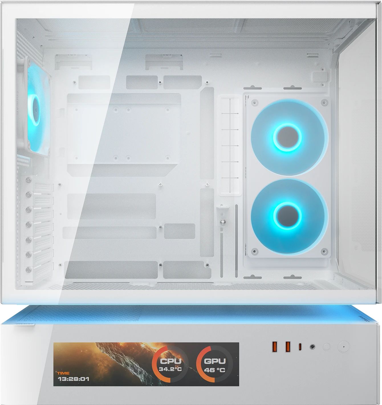 Кутия COUGAR CFV235 Vision Mid Tower White Case, LCD Display - CGR-2DA4W-V