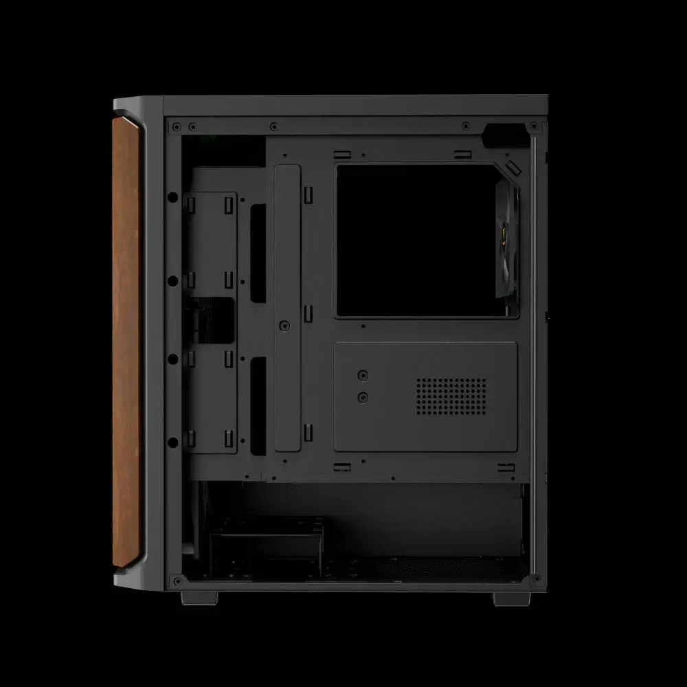 Кутия Gamdias AURA GC11 Wood Black, USB-C, Case ATX