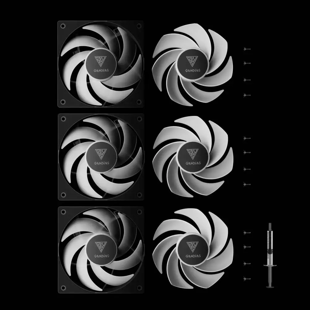 Вентилатори Gamdias NOTUS M1-1203 ARGB, Fan Pack 3-in-1 3x120mm, Swappable Fan Blades (Reverse Fan Blades Included), A-RGB