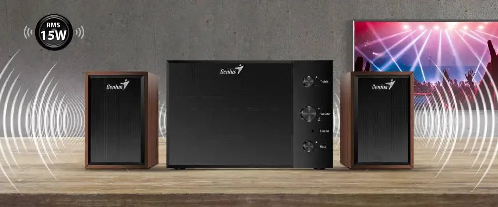 Genius тонколони Speakers 2.1 - SW-2.1 350 - 15W RMS, Wood