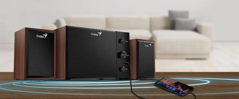 Genius тонколони Speakers 2.1 - SW-2.1 350 - 15W RMS, Wood